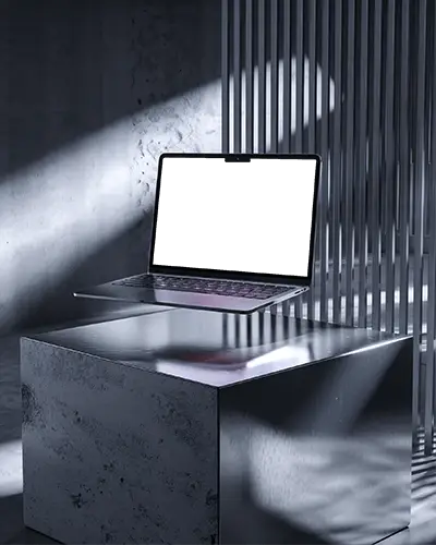 Sleek Floating Macbook Air M2 Mockup With Minimalist Shadow Effects And Modern Technology Appeal