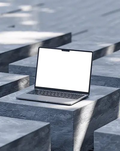 Isolated Macbook Air M3 Mockup On Concrete Surface For Professional Digital Design Display
