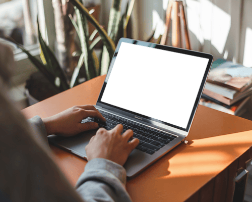Cozy Interior Macbook Mockup User Working In Soft Natural Light