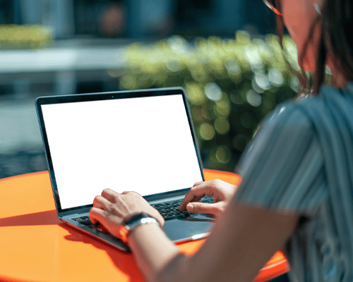 Outdoor Lifestyle Macbook Mockup User Typing With Green Background