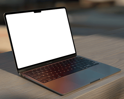 Modern Macbook Mockup Sleek Design Natural Light On Wooden Table