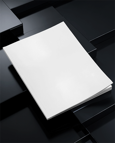 Monochrome Magazine Mockup Trendy Cover Layout With Glossy Black Background