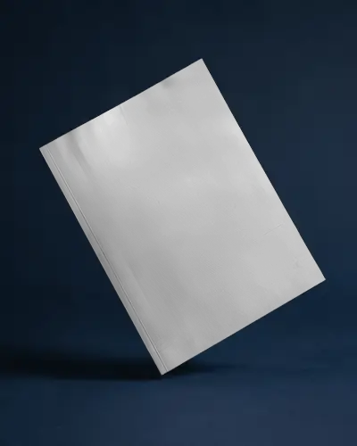 Floating Magazine Mockup With Edgy Fashion Cover And Bold Graphic Elements On Dark Blue Backdrop