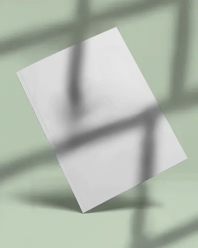 Clean Editorial Magazine Mockup Featuring White Cover And Sunlit Shadow Casting Through Window