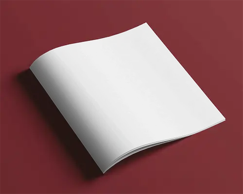 Curved Cover Magazine Mockup On Matte Red Surface Angled View With Soft Shadow Minimal And Modern Presentation 0105