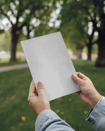 Peaceful Nature Magazine Mockup A4 Blank Design Held In Urban Park Environment