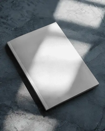 Minimal Aesthetic Magazine Mockup Soft Light And Shadow Over Cover On Grey Ground