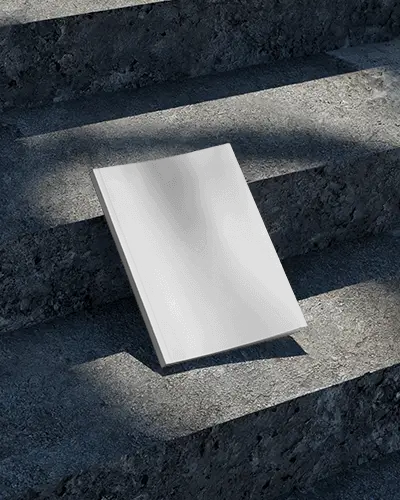 Urban Aesthetic Magazine Mockup Soft Shadow Play On Clean Magazine On Steps
