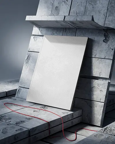 Artistic Concrete A4 Magazine Mockup Minimalist Backdrop With Red Thread Accent