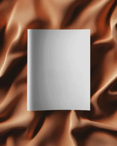 Modern Fabric Backdrop A4 Cover Magazine Mockup Minimal Front Cover Over Elegant Fabric