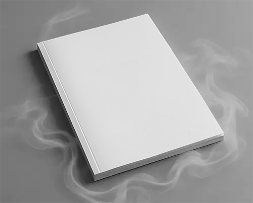 Smokey Ambiance Magazine Mockup With Label Area On Cover Under Mysterious Veil 0185