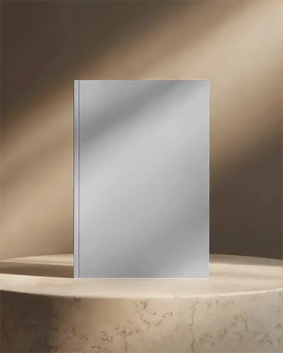 Minimal Editorial Magazine Mockup Standing On Polished Stone Pedestal With Dramatic Shadow Light Effect 0251