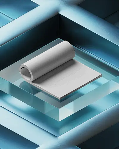 Futuristic Glass Platform Magazine Mockup With Rolled And Open Pages Displayed In Modern Blue Ambience 0262