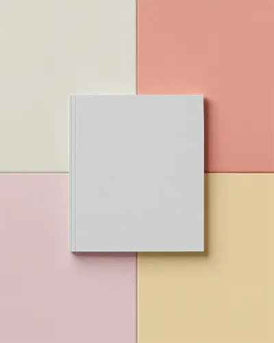 Top View Color Block Magazine Mockup On Geometric Pastel Background Flat Lay Minimal Stationery Style 0263