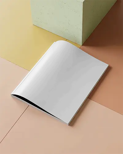 Elegant Flat Lay Magazine Mockup On Solid Background For Print Showcase