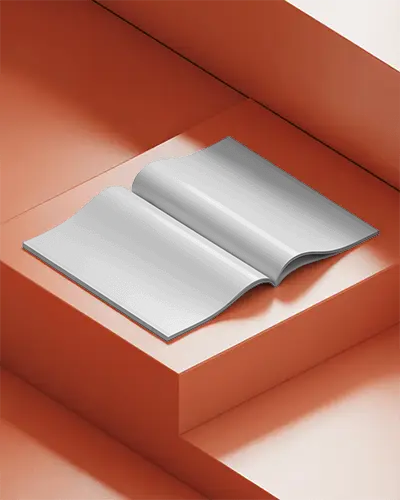 Open Magazine Mockup On Modern Minimalist Geometric Platform Perfect For Design Showcase