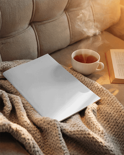 High End Lifestyle Magazine Mockup Serene Morning Vibe With Tea And Classy Cover