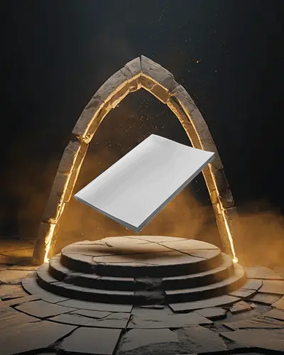 Cinematic Magazine Mockup Floating Above Stone Altar In Dramatic Light With Smoke Effects