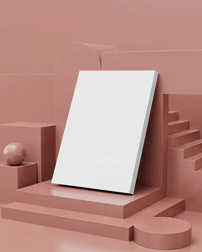 Magazine Mockup Leaning On Abstract Architectural Steps Modern Design Concept