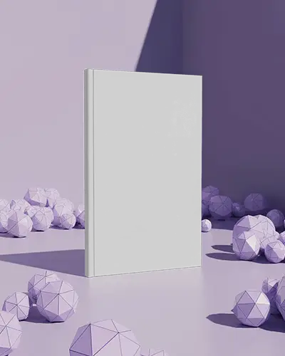 editorial-magazine-mockup-in-purple-room-surrounded-by-low-poly-spheres-and-hard-shadow