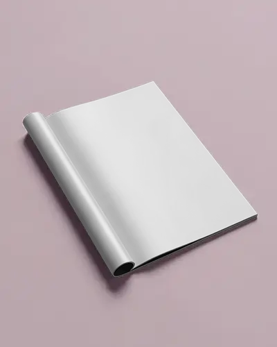 rolled-magazine-mockup-on-plain-rose-background-minimal-editorial-layout-design