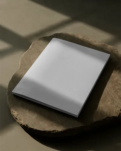 A4 Magazine Mockup On Stone Slab Natural Sunlight Realistic