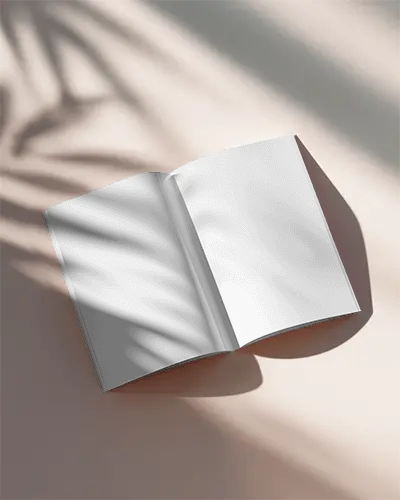 Realistic Magazine Mockup With Shadows Well Lit And Open Layout For Design Presentation