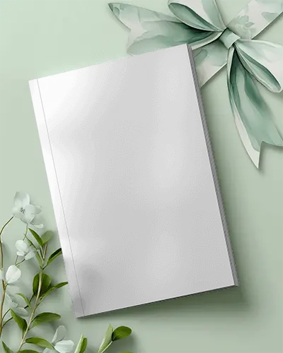 Premium Softcover Magazine Mockup With Natural Leaf Elements For Elegant Print Design Presentation