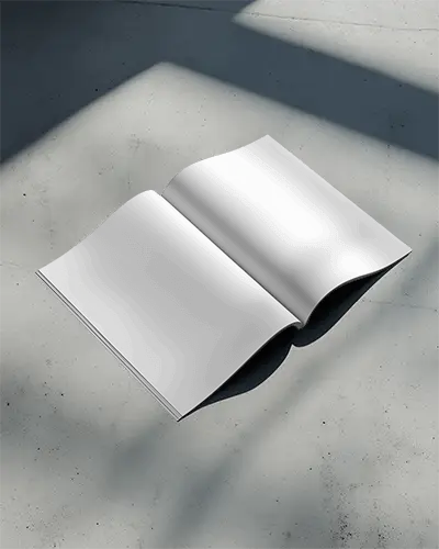 Premium Magazine Mockup Opened On Textured Floor With Natural Light Shadows