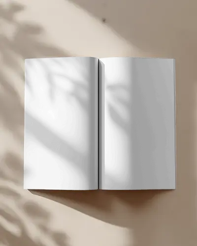Open Blank Magazine Mockup On Textured Background With Natural Shadow Effects