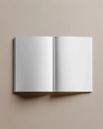 Open Magazine Mockup On Textured Surface For Elegant Print Design Presentation