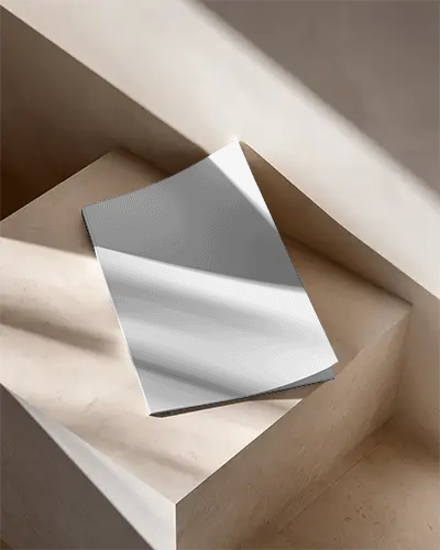 Photorealistic Minimalist Magazine Mockup On Sleek Stone Surface With Natural Light
