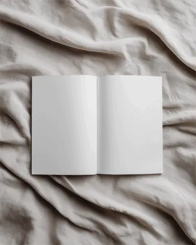 Blank Open Magazine Mockup On Textured Fabric Background For Design Presentation Purposes