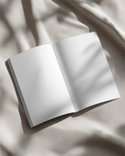 Sleek Magazine Mockup With Opened Spread Laying On Textured Fabric Background For Design