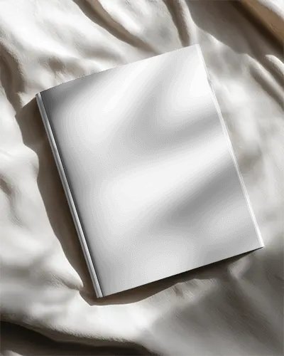 Top View Blank Magazine Mockup On Textured Fabric Background For Design Presentations