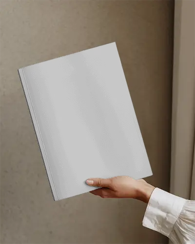 Hand Holding Minimalist Hardcover Magazine Mockup For Clean Brand Presentations