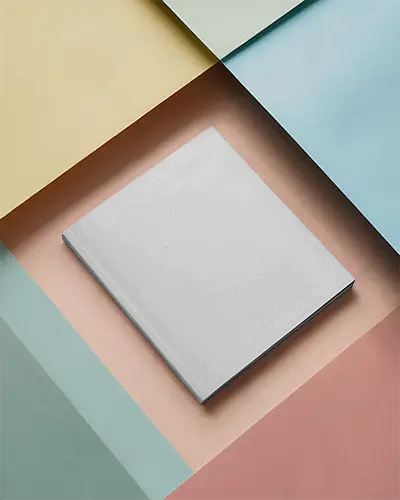 Realistic Square Magazine Mockup With Clean Hardcover Isolated On Abstract