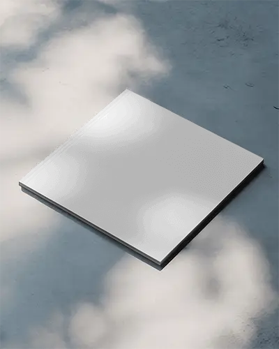 Square Magazine Mockup On Smooth Surface With Natural Light And Shadow Effects