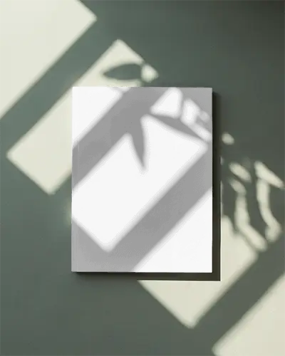 Minimalistic Flat Lay Magazine Mockup With Natural Shadow Play Background