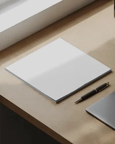 Square Lifestyle Magazine Mockup On Clean Minimalistic Office Desk