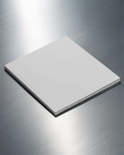 Modern Flat Lay Magazine Cover Mockup On Metal Background Showcasing Clean Design