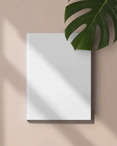 Minimalist Hardcover Magazine Mockup With Natural Light And Leaf Shadow Effect