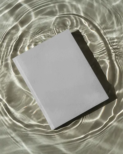 Modern Magazine Mockup Floating On Water With Natural Light And Shadow Effect