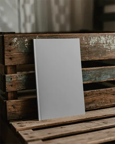 Sleek Minimalist Magazine Mockup On Rustic Wooden Crate For Design Display