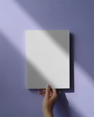 Hand Holding Minimalist Magazine Mockup With Soft Shadow And Clean Background Style