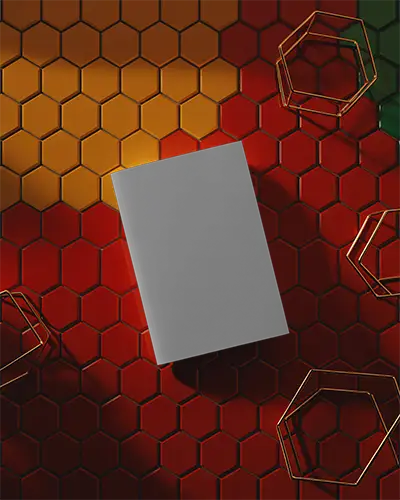 High Quality Magazine Mockup Display On Stylish Abstract Hexagonal Pattern Backdrop Design