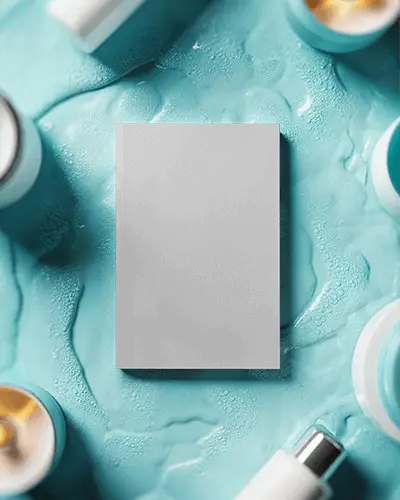 Top View Aqua Liquid Magazine Mockup With Minimal Blank Cover For Modern Editorial Design