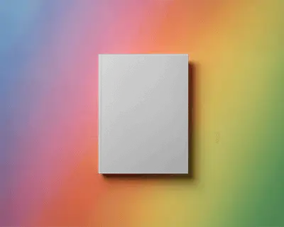 Rainbow Gradient Background Magazine Mockup With Clean Blank Cover Soft Shadow Style