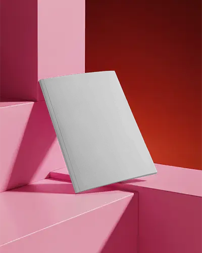 Minimal Pink Studio Magazine Mockup Angled On Geometric Steps With Soft Shadows Clean Layout