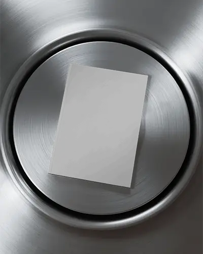 Metallic Circular Texture Background Magazine Mockup Top View With Minimal Industrial Aesthetic